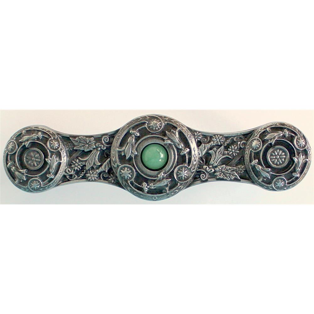 Notting Hill NHP-661-AP-GA Jeweled Lily Pull Antique Pewter/Green Aventurine natural stone